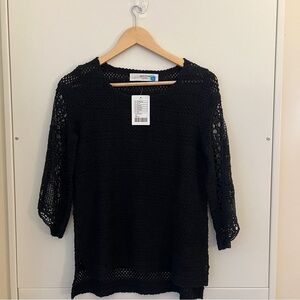 NWT Anthropologie - Sparrow crochet black knit sweater 3/4 sleeves